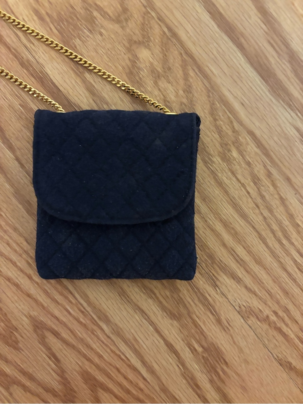 Chanel Vintage Quilted Navy Micro Bag with Gold Chain